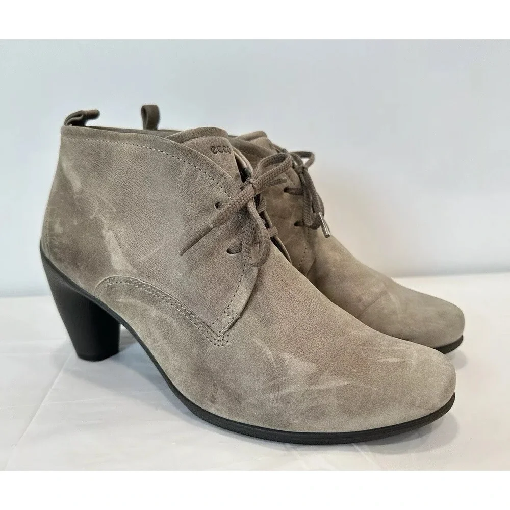 ECCO Amber Sculptured Ankle Boot Gray Leather Lace Up / Womens 9
